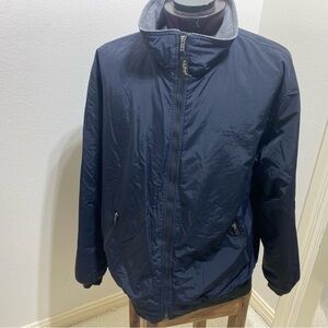 L.L. Bean Warm-Up Jacket Men's 2XL Fleece Lined Solid Black Full Zip Vintage